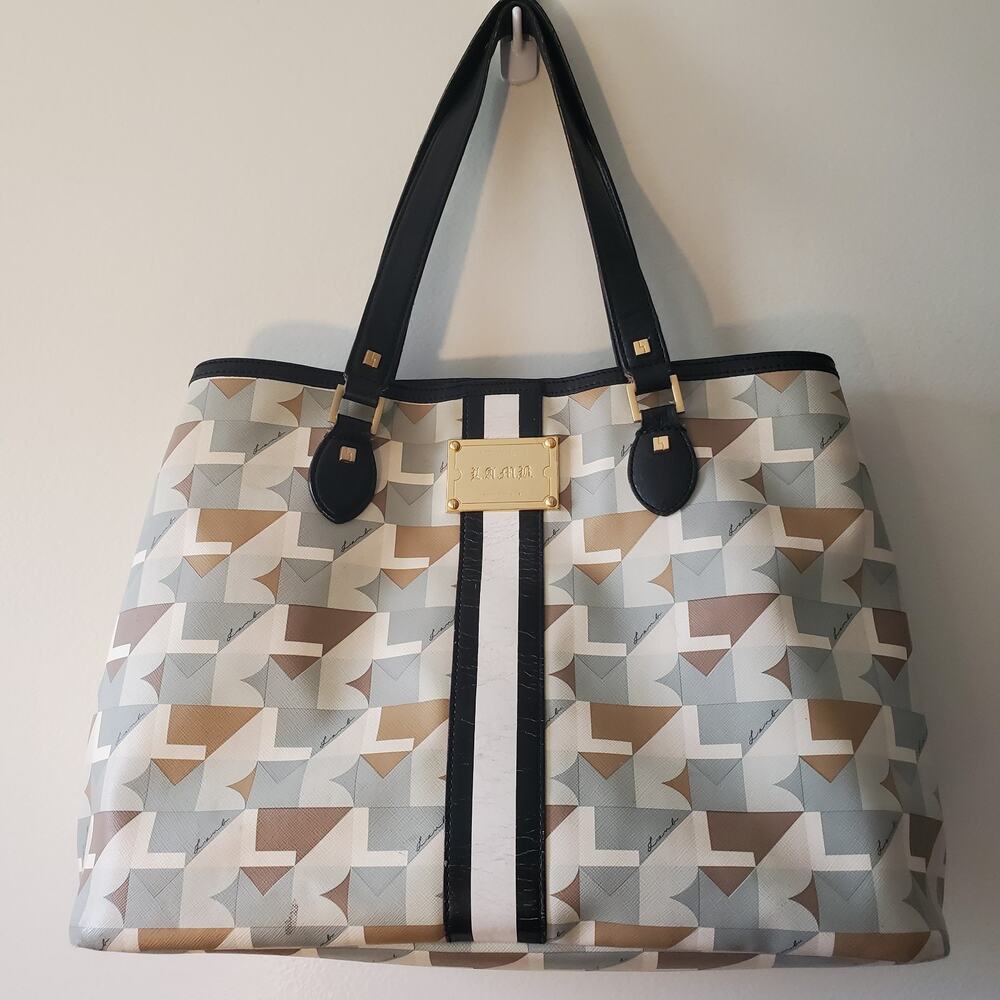 Gwen Stefani L.A.M.B. Penmanship Lamb Purse Bag Soft Pastel Expandable Tote